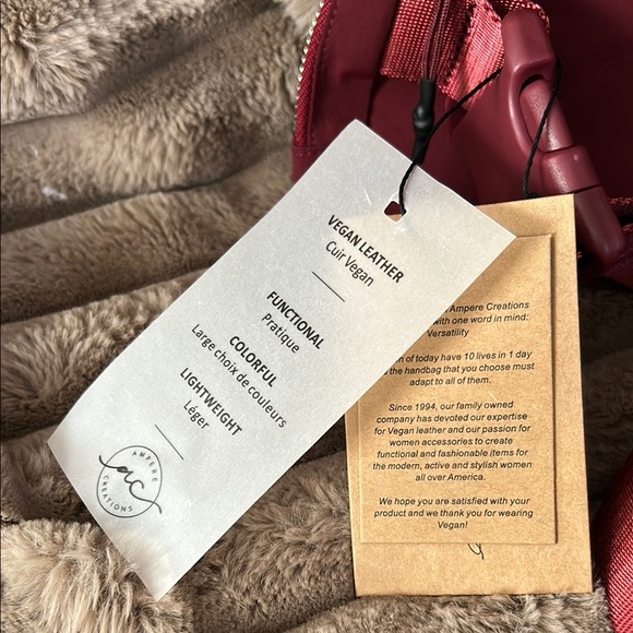 Wine Vegan Leather Fanny Pack with Zipper Closure - Picture 3 of 8